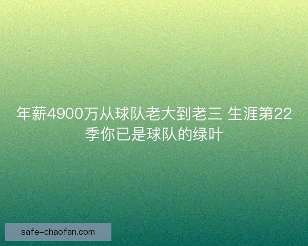 年薪4900万从球队老大到老三 生涯第22季你已是球队的绿叶