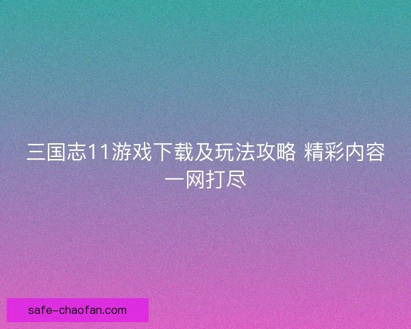三国志11游戏下载及玩法攻略 精彩内容一网打尽
